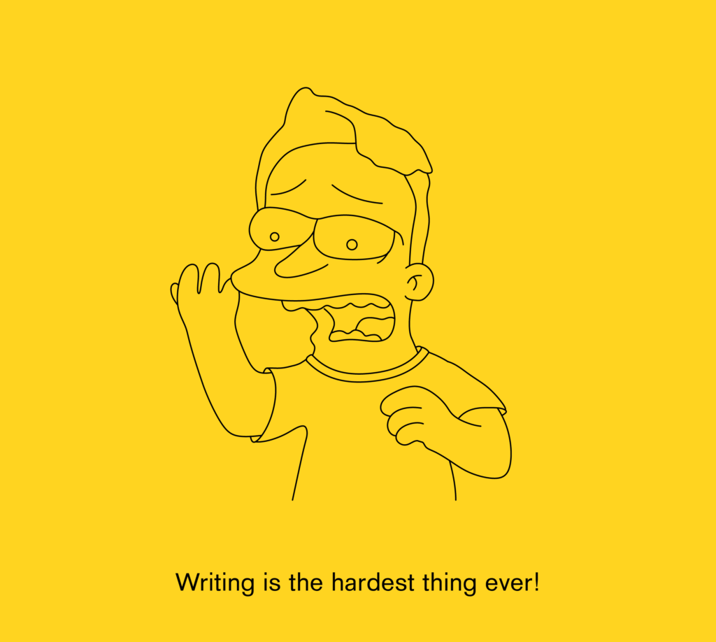 "Writing is the hardest thing ever!"  JD as a Simpsons character. 